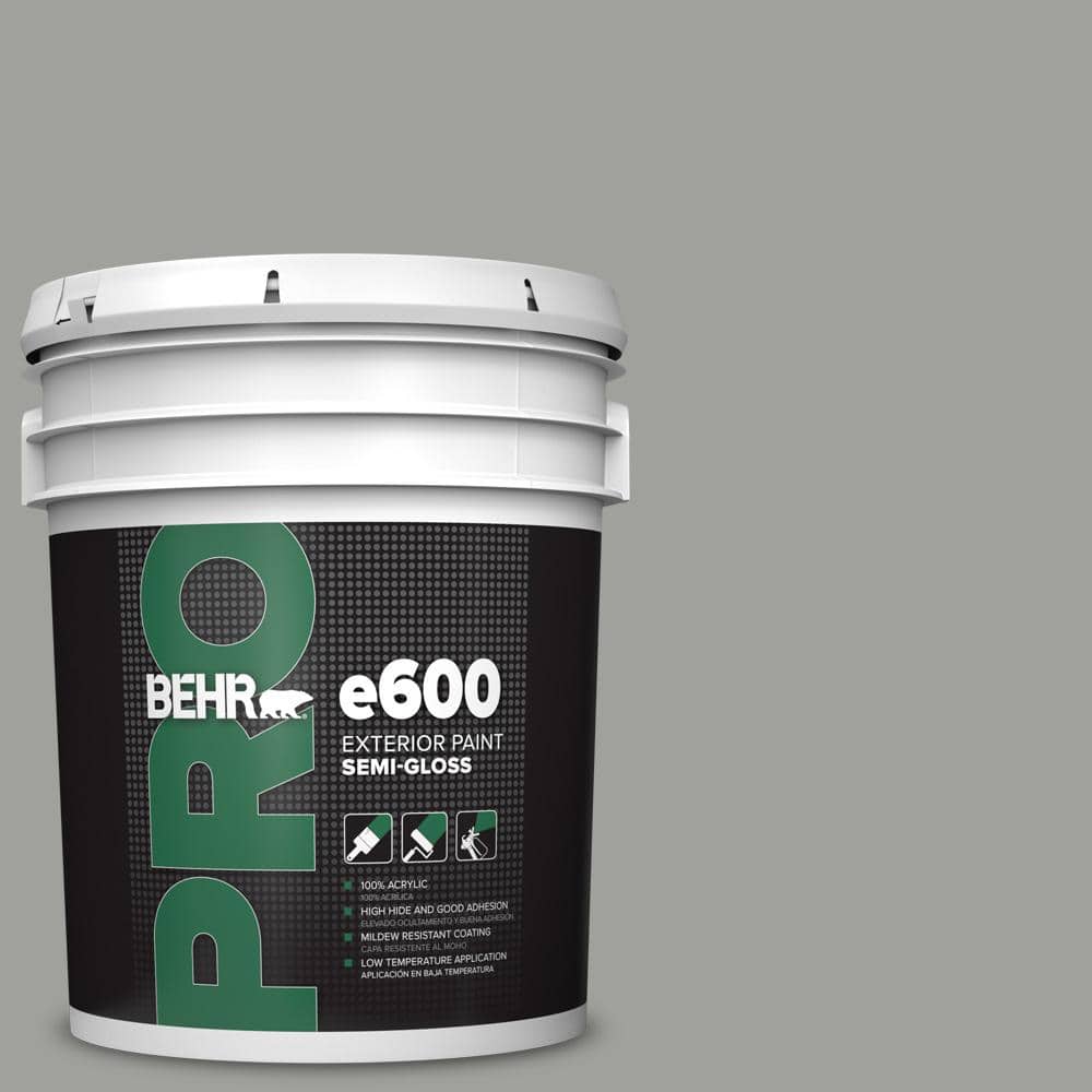 BEHR PRO 5 gal. #MQ6-22 Gateway Gray Semi-Gloss Acrylic Exterior Paint