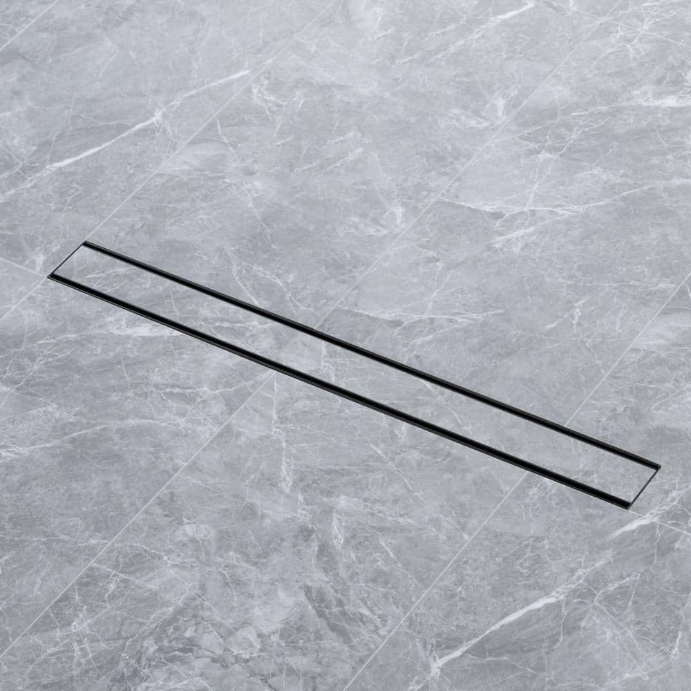 Flynama 28 in. Stainless Steel Long Rectangular Linear Shower Drain in Matte Black (3)