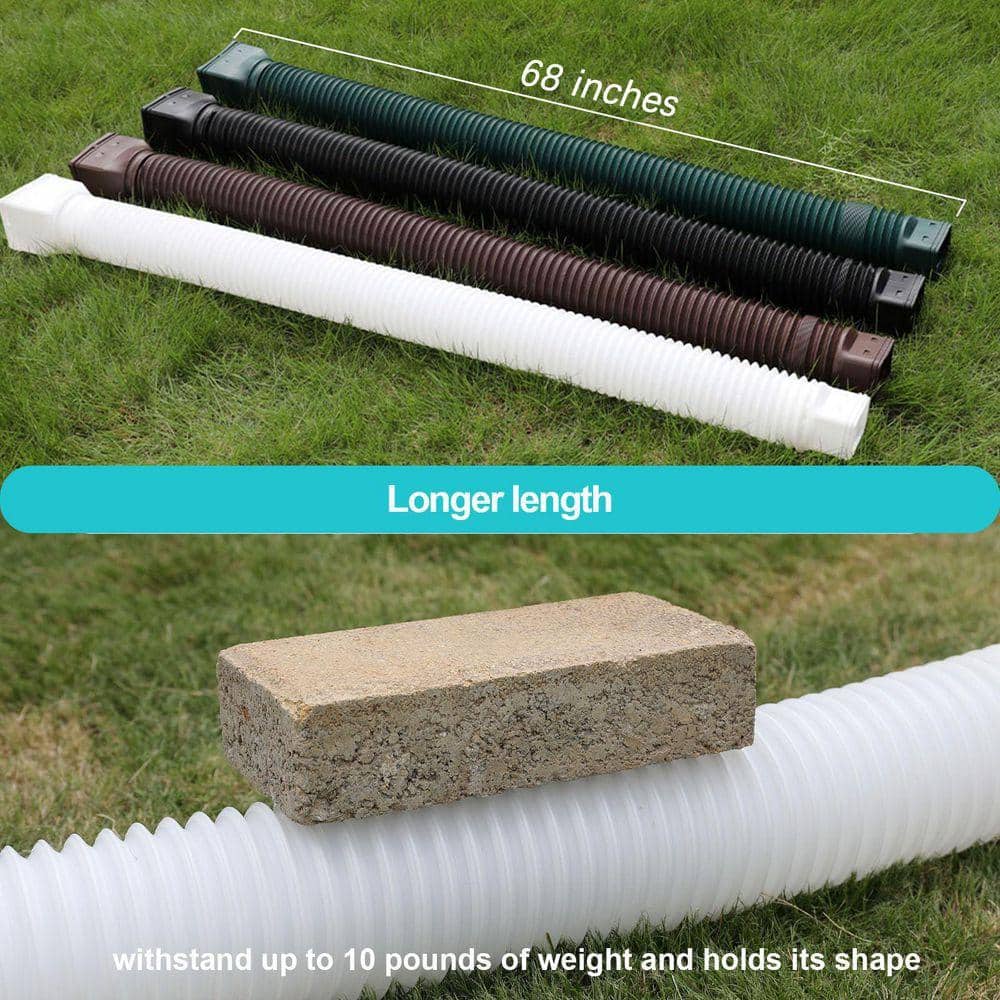 Angel Sar 21 in. White Polypropylene Flexible Drain Downspout Extension, Extended to 68 in. (2-Pack) (3)