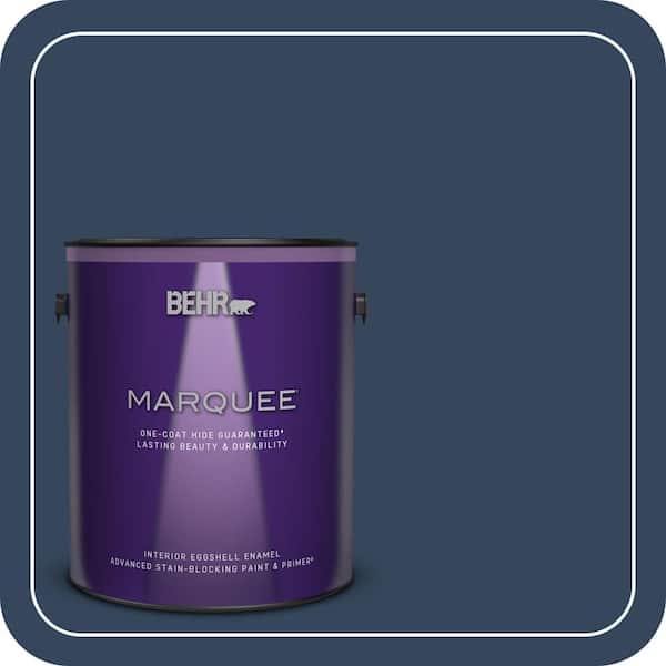 BEHR MARQUEE 1 gal. #MQ5-54 Compass Blue One-Coat Hide Eggshell Enamel Interior Paint & Primer (2)