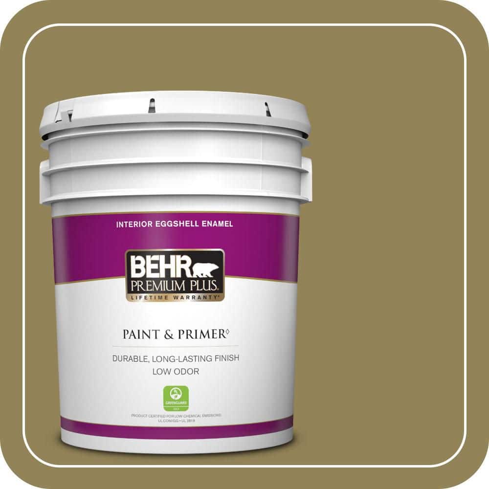BEHR PREMIUM PLUS 5 gal. #S330-6 Dash of Oregano Eggshell Enamel Low Odor Interior Paint & Primer