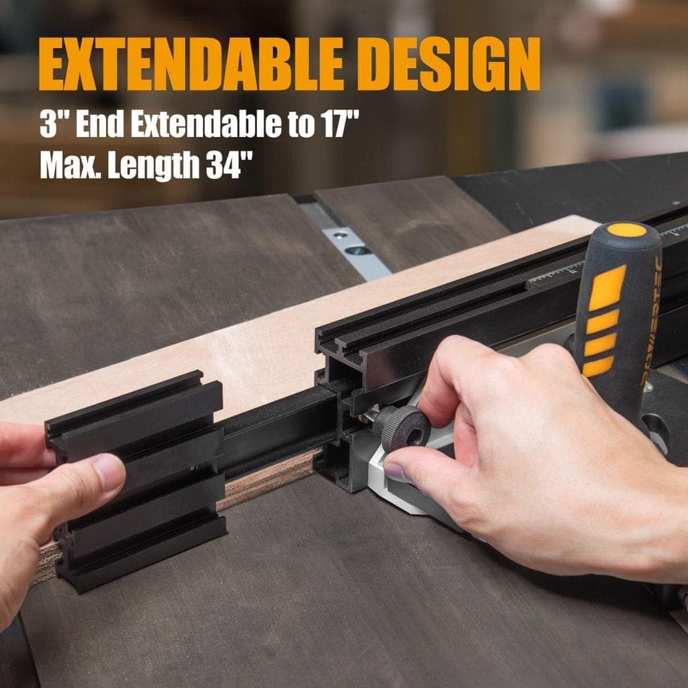 ‎POWERTEC Telescoping Fence Extendable to 34 in., Miter Gauge Fence for Woodworking (2)