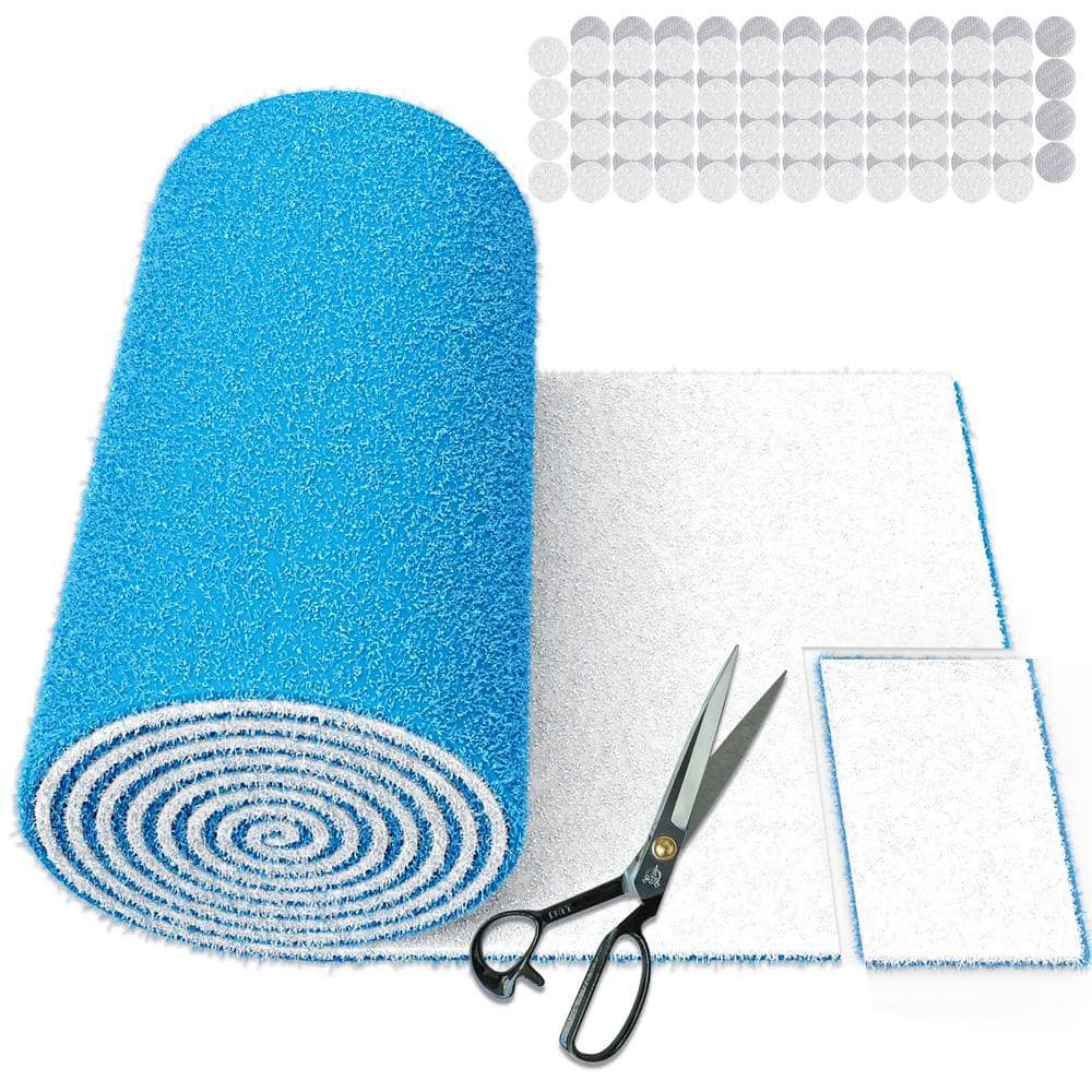 Angel Sar 120" x 12" x 0.5" Blue Polyester Air Vent Filters, Vent Filters Kit for Home Floor With 48PCs Adhesive Hook Tape