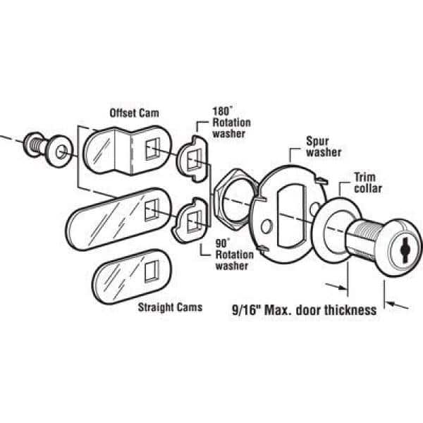 Prime-Line 9/16 in., Diecast and Steel, Stainless Steel finish, Drawer and Cabinet lock (4)