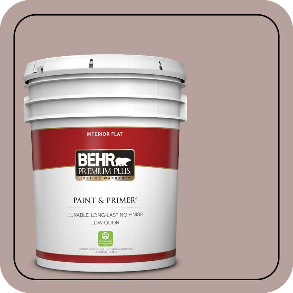 BEHR PREMIUM PLUS 5 gal. #N130-4 Plum Taupe Flat Low Odor Interior Paint & Primer