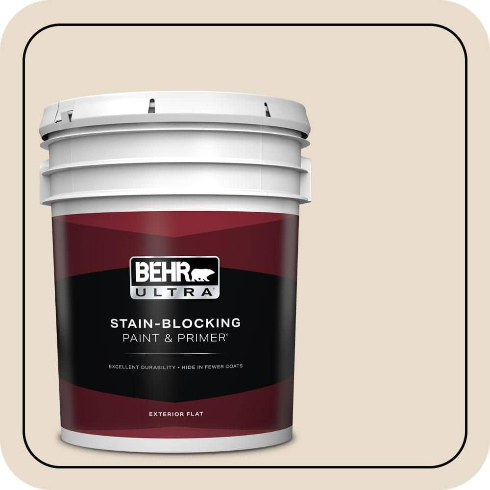 BEHR ULTRA 5 gal. #YL-W12 Antique White Flat Exterior Paint & Primer