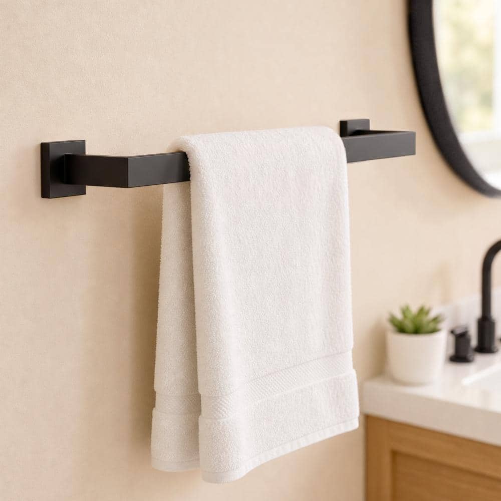 EVERSTEIN 23.8 in. Wall Mount Towel Bar Bath Hardware Accessory Stainless Steel in Matte Black (1)