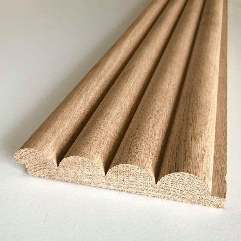 Timeline Wood 1 in x 5.5 in x 72 in. 11.00 sq ft. Fluted Unfinished Oak Round Slat Wood Wall Panels (4-Pk) (2)