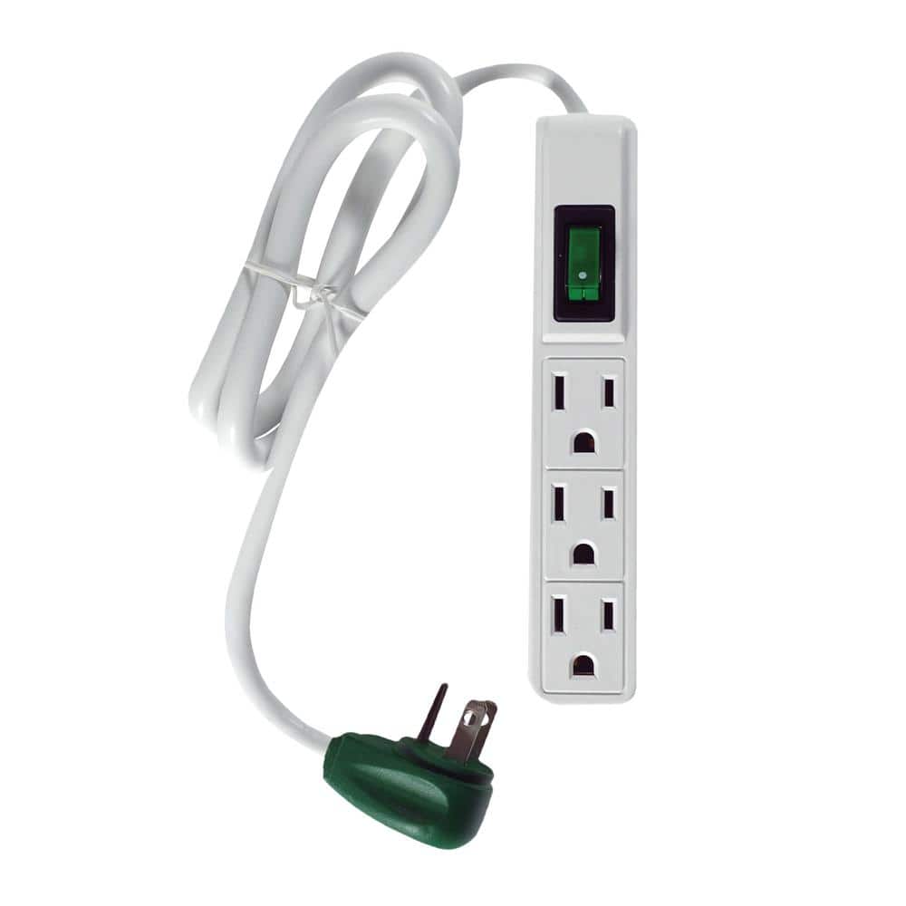 GoGreen Power 3-Outlet Power Strip 2.5 ft. Heavy Duty Cord 3-Outlet White