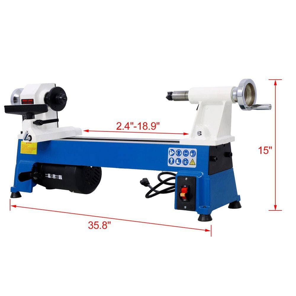 maocao hoom 10" x 18" Benchtop Wood Lathe Machine 5 Variable Speeds 500/750/1150/1800/3200RPM,1/2HP Multifunctional Power Wood Lathe (3)