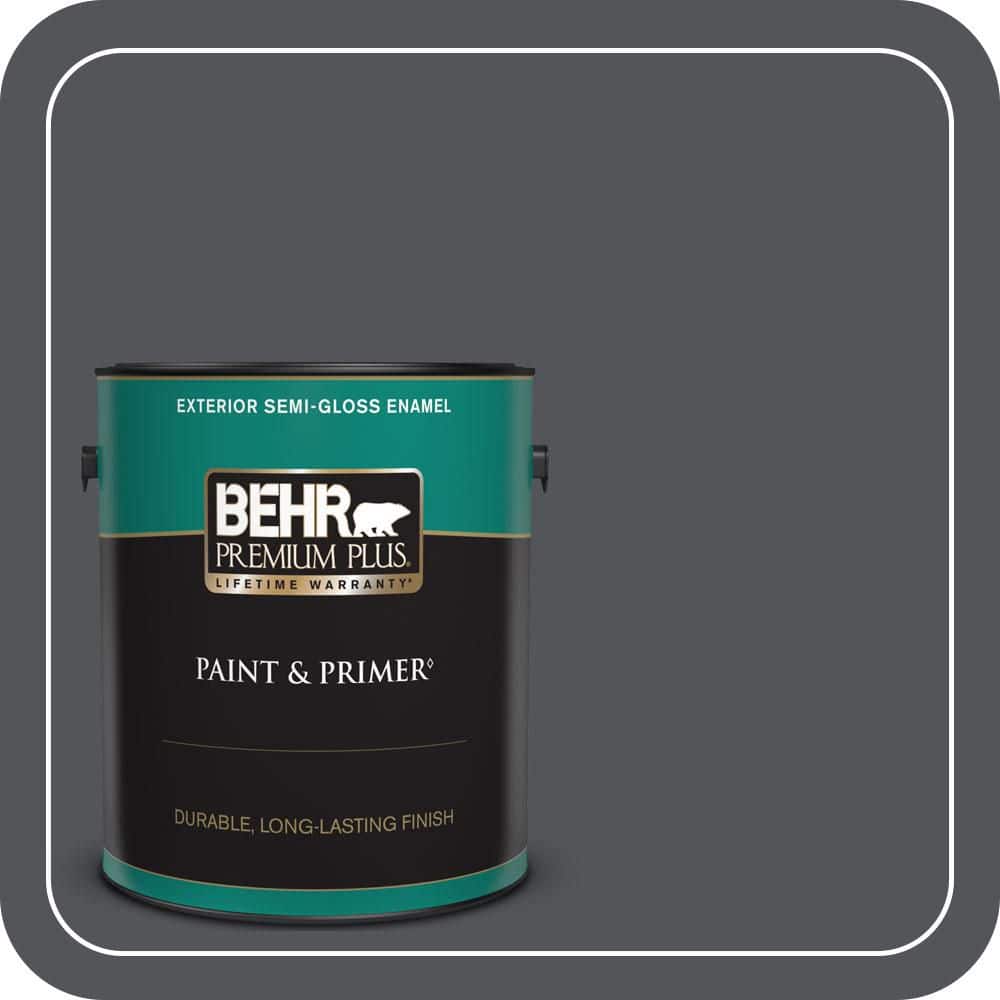 BEHR PREMIUM PLUS 1 gal. #N510-6 Orion Gray Semi-Gloss Enamel Exterior Paint & Primer
