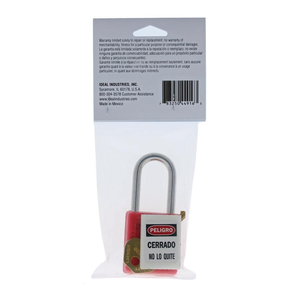 IDEAL 1-1/2 in. Shackle Safety Lockout Padlock with Key, Red (2)