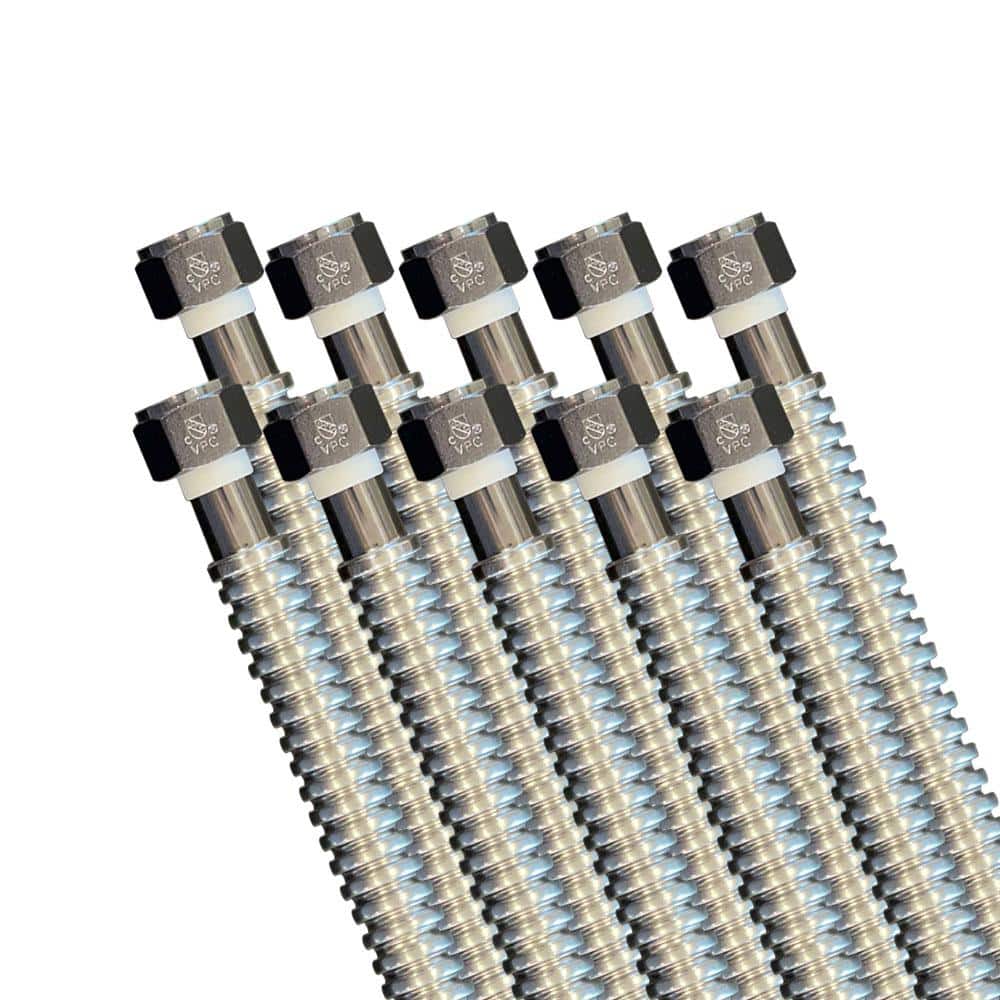 Everbilt 3/4 in. FIP x 3/4 in. FIP x 24 in. Stainless Steel Corrugated Water Heater Supply Line Pro-Pack (10 Count) (1)