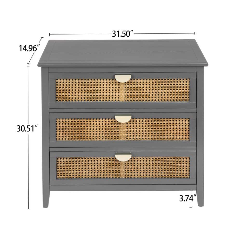 Unbranded 31.5 in. W x 14.96 in. D x 30.51 in. H Gray Linen Cabinet 3-Drawer  Storage Cabinet Suitable for bedroom, living room (3)