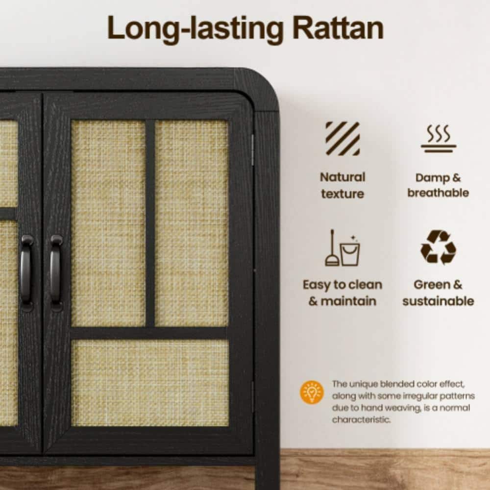 Unbranded 59 in. W x 15.3 in. D x 30.9 in. H Bathroom Black Linen Cabinet (3)