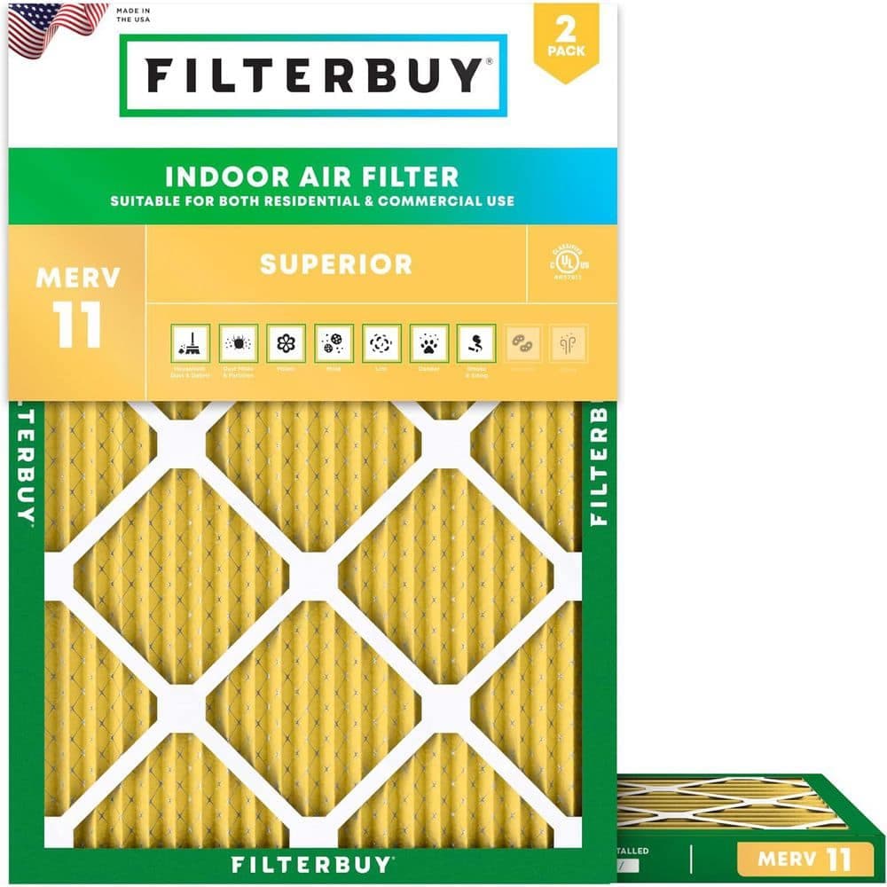 Filterbuy 10 in. x 12 in. x 1 in. MERV 11 (FPR 7) Allergen Defense Pleated HVAC AC Furnace Air Filters Replacement (2-Pack) (1)