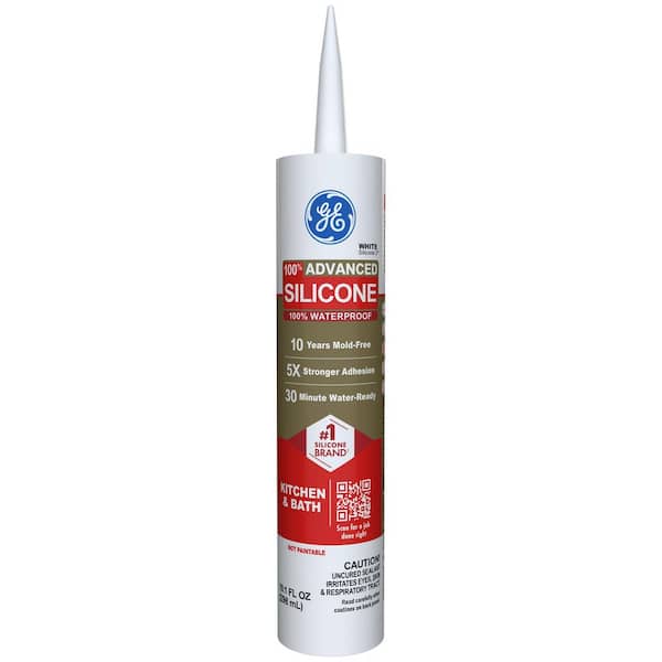 GE Advanced Silicone 2 Caulk 10.1 oz Kitchen and Bath Sealant White