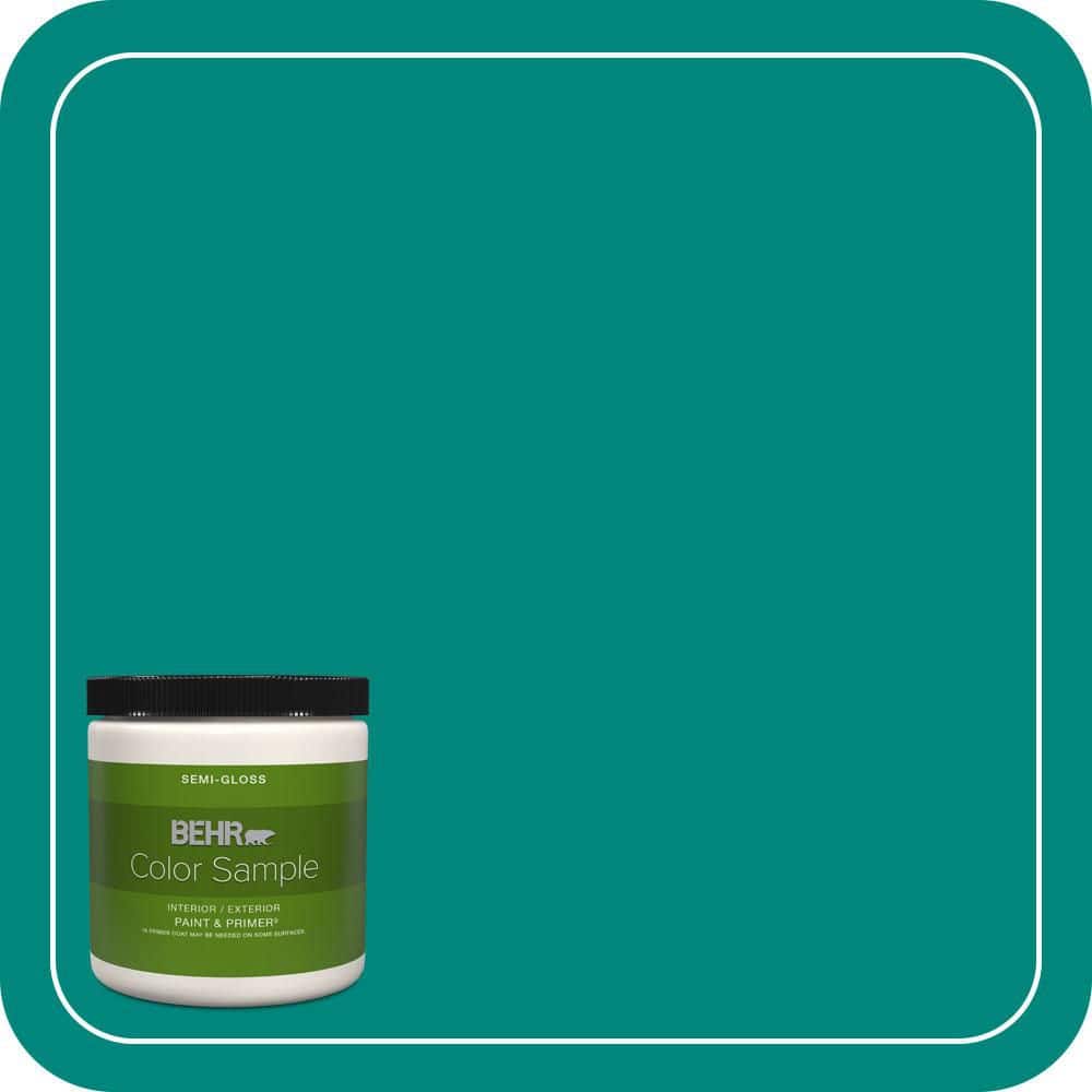 BEHR PREMIUM PLUS 8 oz. #P450-7 Mystic Turquoise Semi-Gloss Interior/Exterior Paint & Primer Color Sample (1)