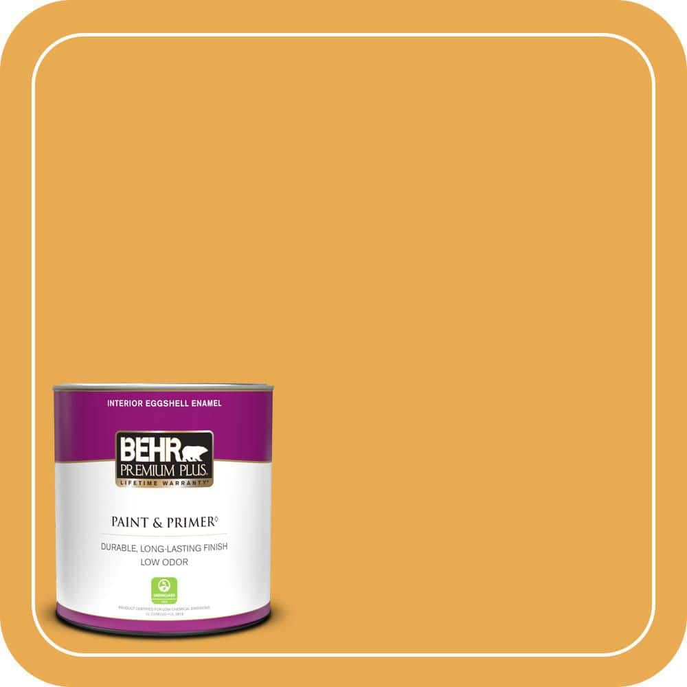 BEHR PREMIUM PLUS #BIC-43 Optimist Gold Enamel Interior/Exterior Paint & Primer Color Sample