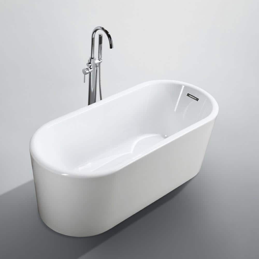 Bellaterra Home Padua 63 in. Acrylic Flatbottom Non-Whirlpool Freestanding Bathtub in Glossy White (3)