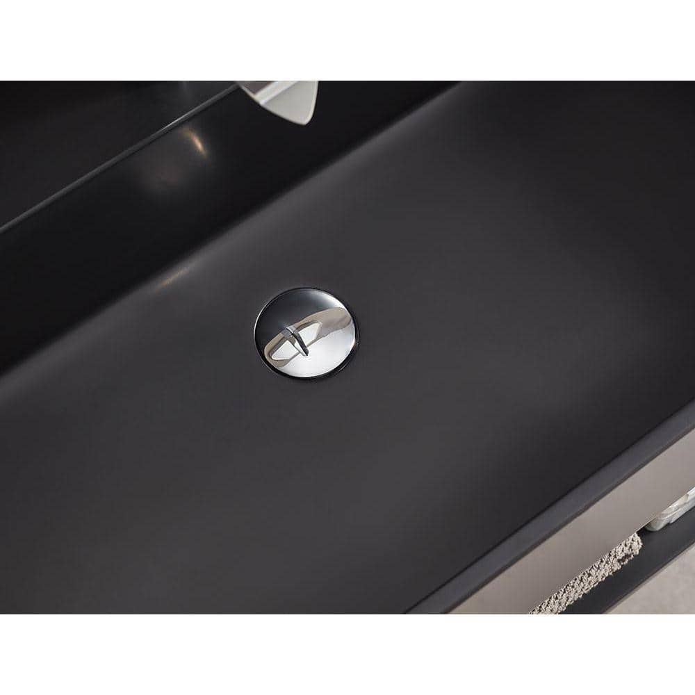 SERENE VALLEY 24 in. Wall-Mount Bathroom Solid Surface Vanity with Storage Space in Matte Black (3)