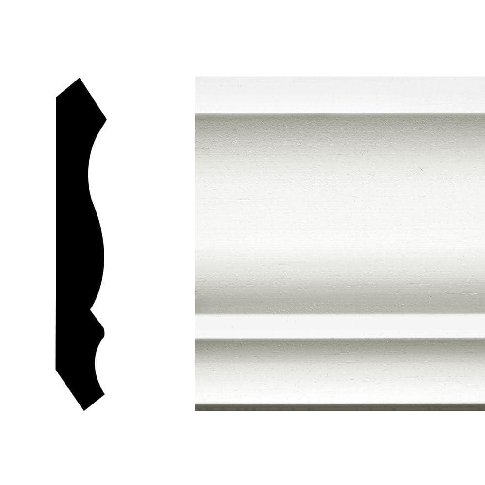 CMPC LWM 49 - 9/16 in. x 3-5/8 in. x 144 in. Pine Primed Wood Finger-Jointed Crown Molding Pro Pack 60 LF M (5-Pieces)
