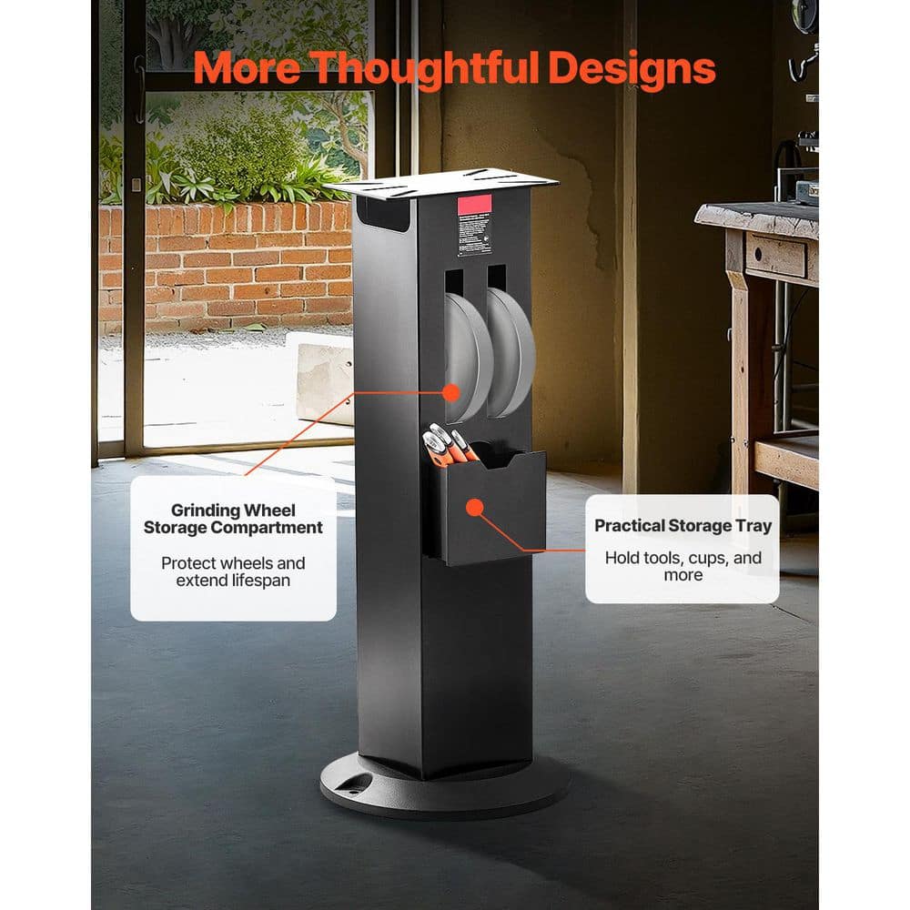 SKYSHALO Bench Grinder Stand, Heavy-Duty Bench Grinder and Vise Floor Pedestal with 11 in. x 6.7 in. Mounting Plate (2)