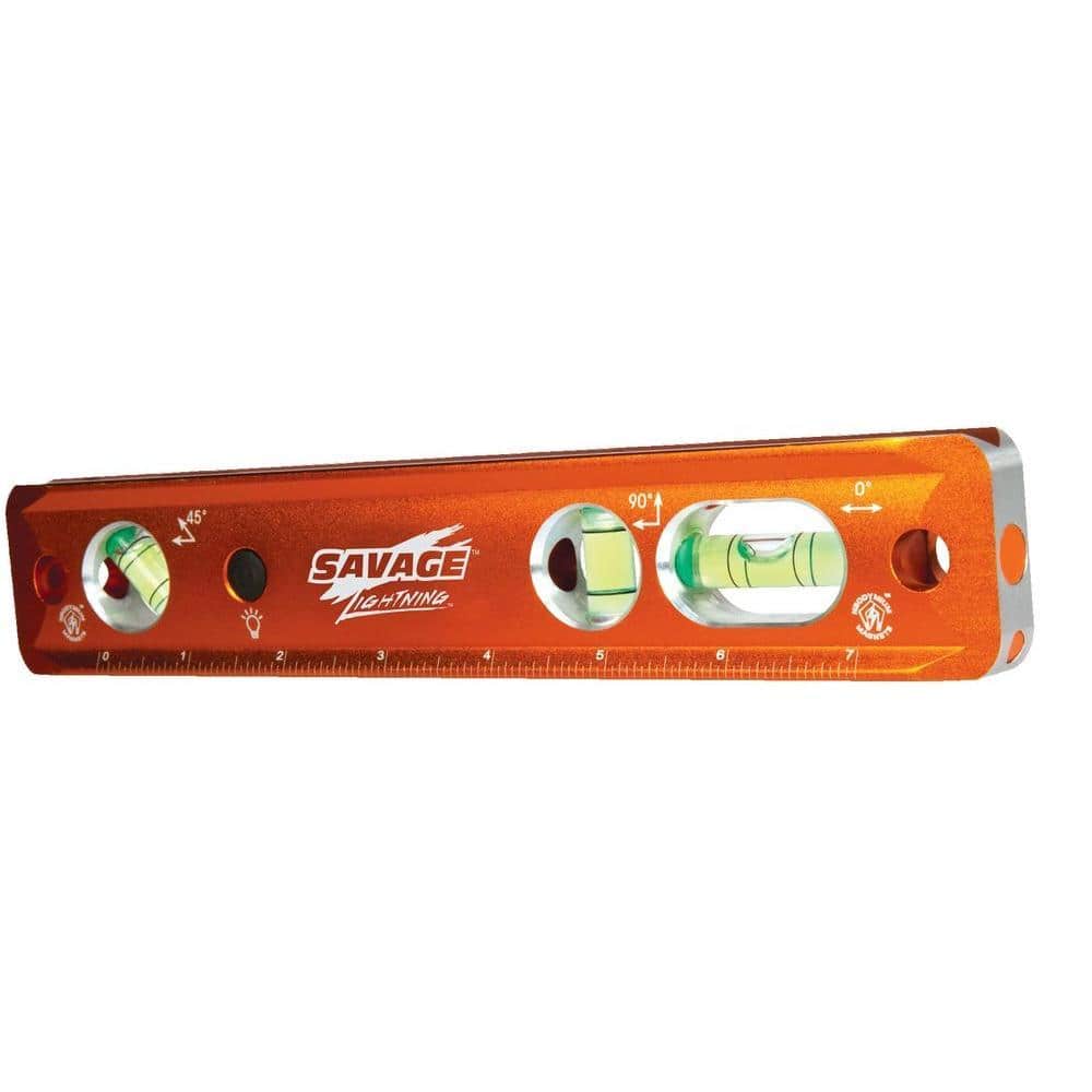 Swanson 9 in. Aluminum Lighted Magnetic Torpedo Level with 3 Bubble Vials, Etched Ruler and Straight Edge (3)