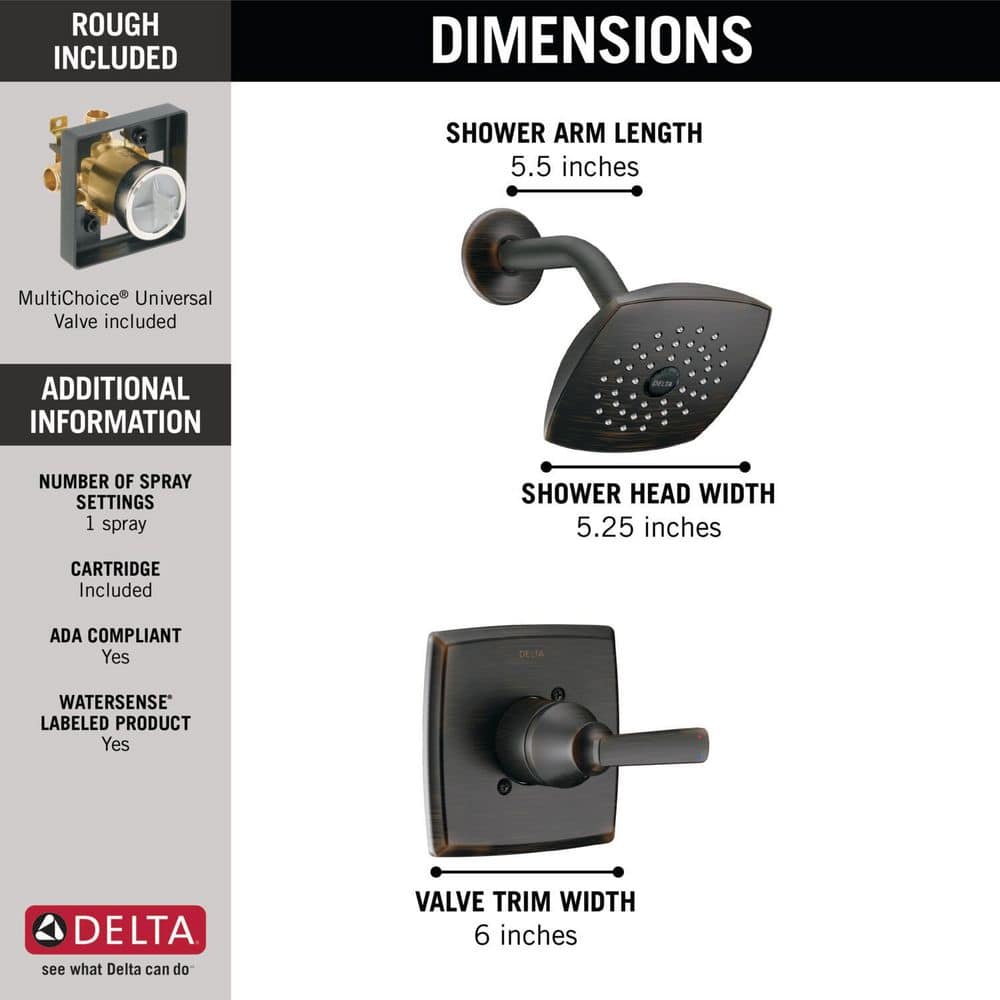 Delta Ashlyn Single Handle 1-Spray Shower Faucet 1.75 GPM with Pressure Balance in Venetian Bronze (3)