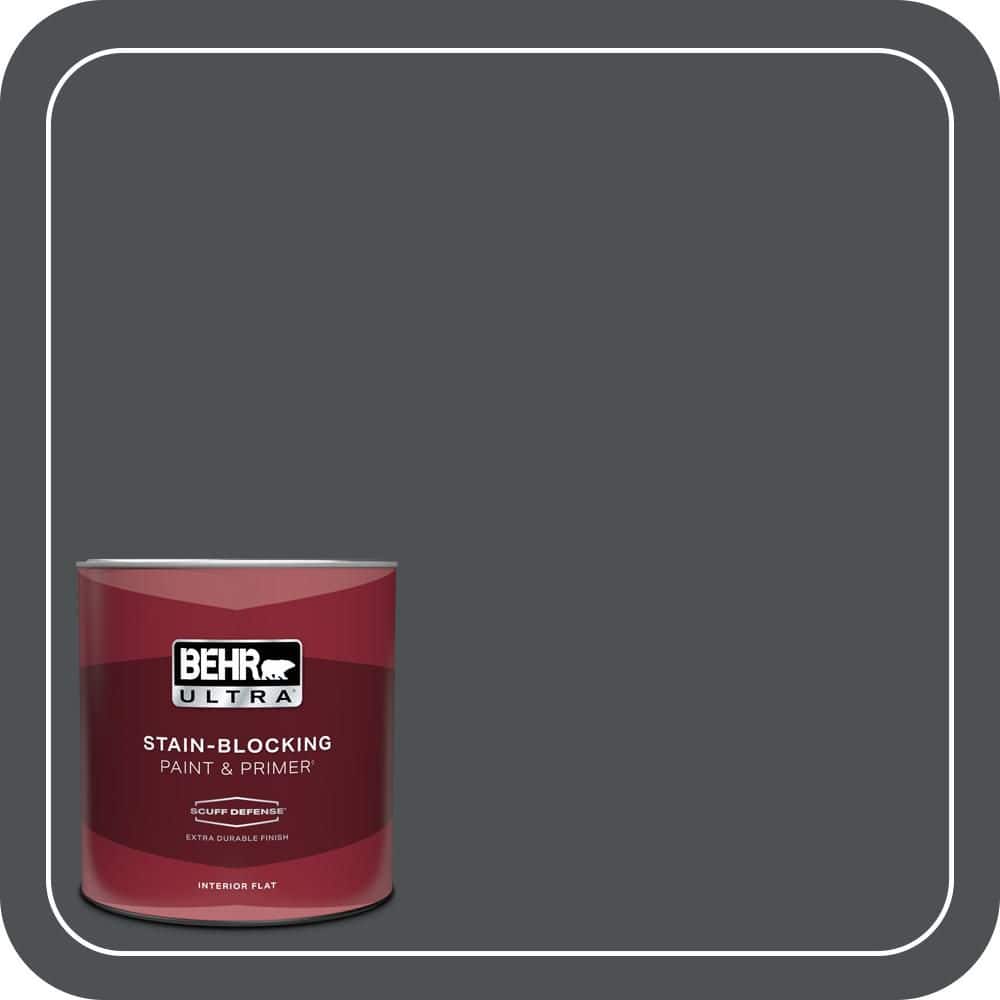 BEHR ULTRA 1 qt. #PPU26-01 Satin Black Extra Durable Flat Interior Paint & Primer (1)