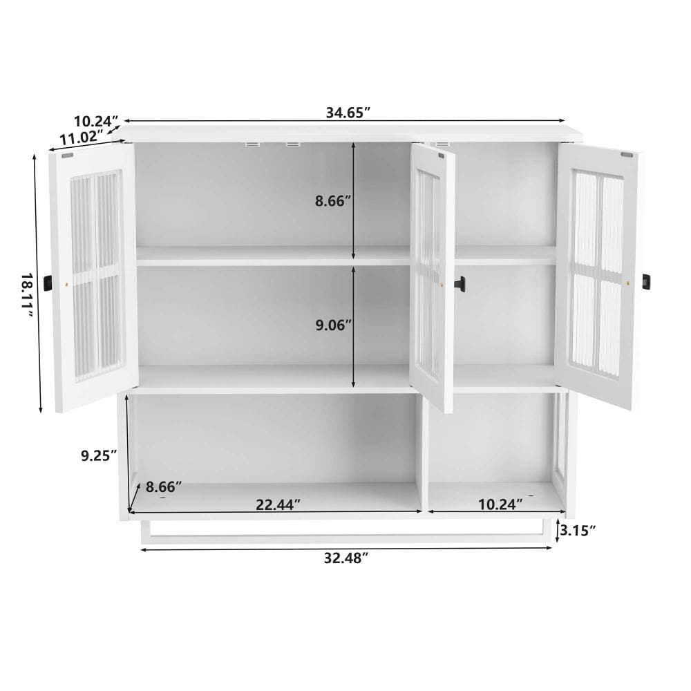 XUJMK 35 in. W x 10 in. D x 32 in. H Bathroom Wall Cabinet, Medicine Cabinet in White with Storage Space,Glass Door,Towel Bar (2)