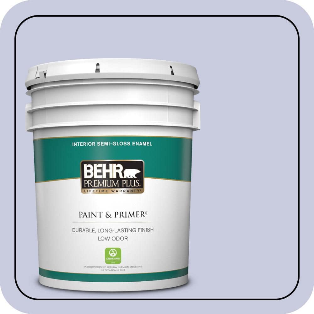 BEHR PREMIUM PLUS 5 gal. #630C-3 Timeless Lilac Semi-Gloss Enamel Low Odor Interior Paint & Primer