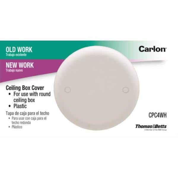 Carlon 4 in. White Non-Metallic Round Blank Electrical Ceiling Box Cover (CPC4WH) (2)