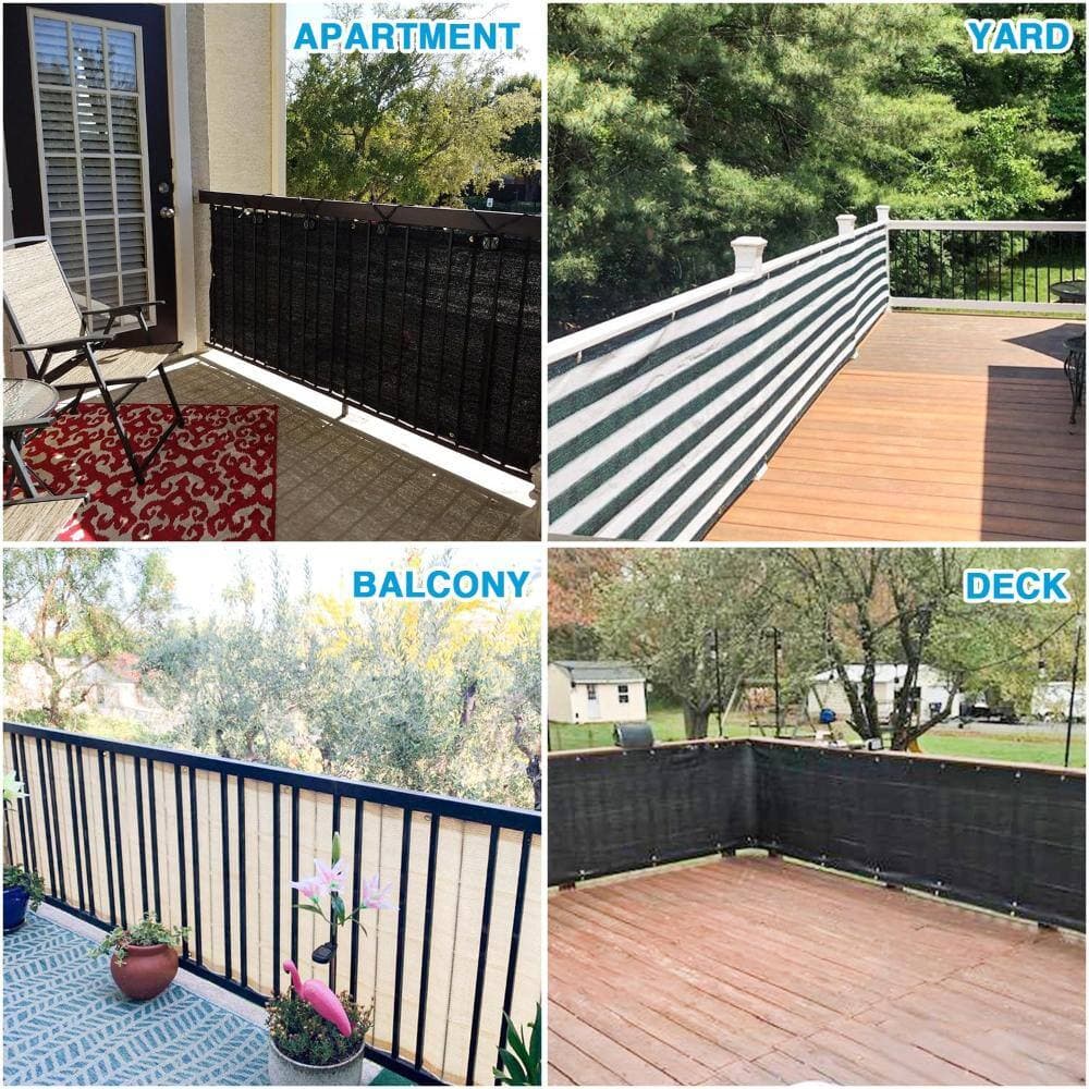 Unbranded 30 in. x 10 ft. Balcony Privacy Screen Mesh Railing Cover Gray 1 Piece (2)