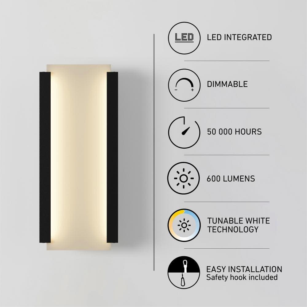 Artika Blade Black Modern 3 CCT Integrated LED Exterior Hardwired Garage and Porch-Light Lantern Sconce (3)