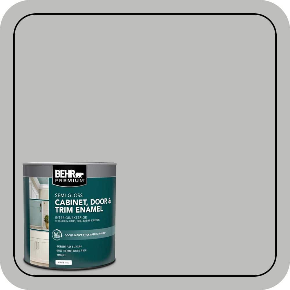 BEHR PREMIUM 1 qt. #PPU24-17 Hailstorm Gray Semi-Gloss Enamel Interior/Exterior Cabinet, Door & Trim Paint
