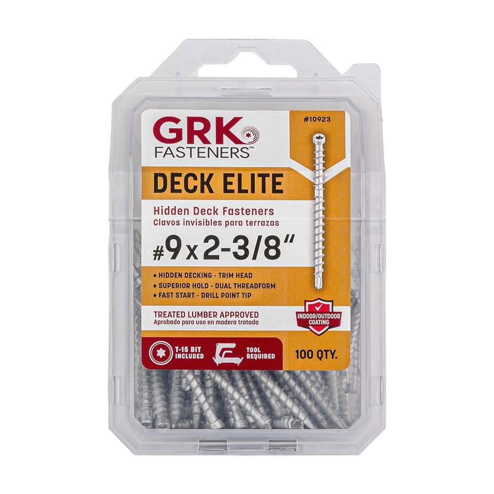 GRK Fasteners #9 x 2-3/8 in. Star Drive Exterior Coated Trim Head Deck Elite Hidden Fastener Deck Screw (100-Pack) (3)