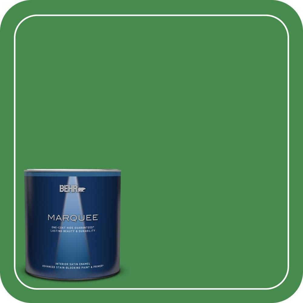 BEHR MARQUEE 1 qt. #MQ4-48 Planet Green One-Coat Hide Satin Enamel Interior Paint & Primer