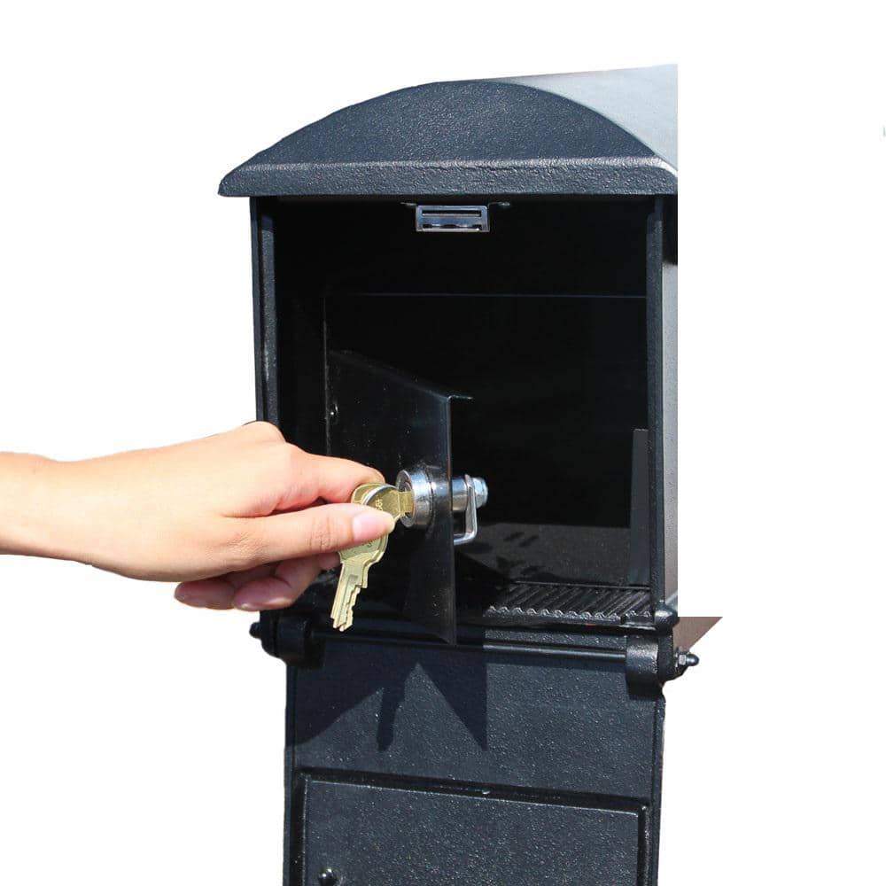 Unbranded Lewiston Bronze Post Mount Locking Insert Mailbox with Decorative Fluted Base and Ball Finial (2)