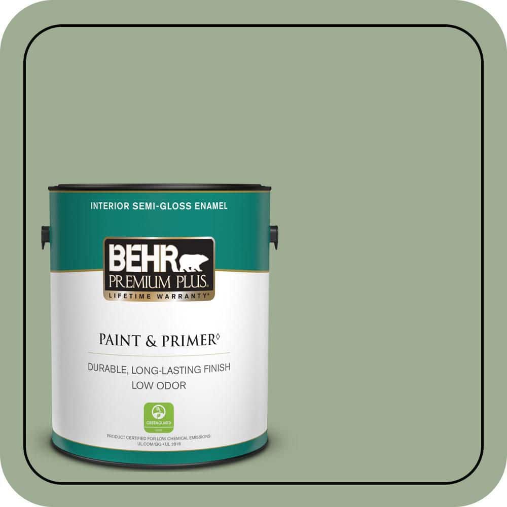 BEHR PREMIUM PLUS 1 gal. #S390-4 Roof Top Garden Semi-Gloss Enamel Low Odor Interior Paint & Primer