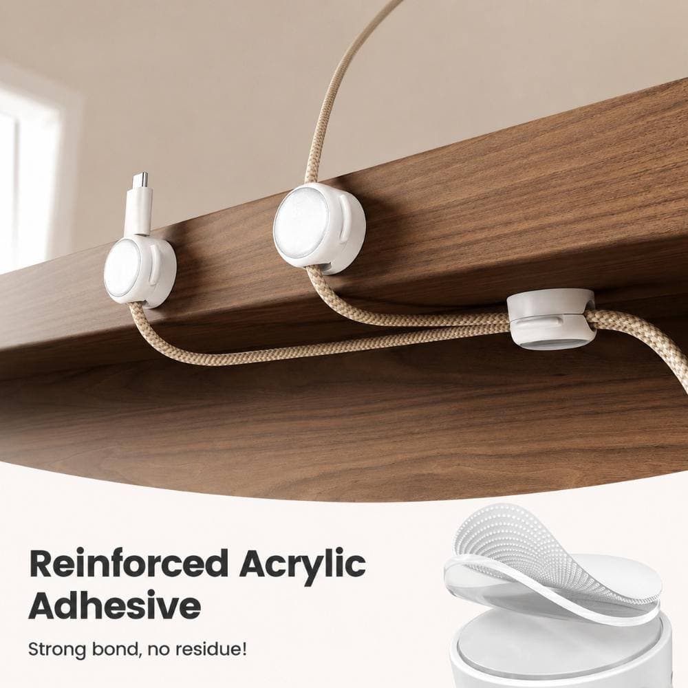 Unbranded Magnetic Cable Clips Cord Organizer 8 Pack Crystal Clear with Silver Shine Adhesive Desk Cord Holders (3)