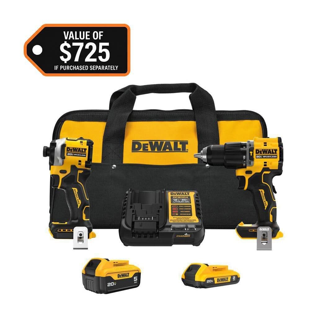 DEWALT ATOMIC 20V MAX Lithium-Ion Cordless 2-Tool Combo Kit with 5.0 Ah and 2.0 Ah Batteries, Charger and Kit Bag (1)