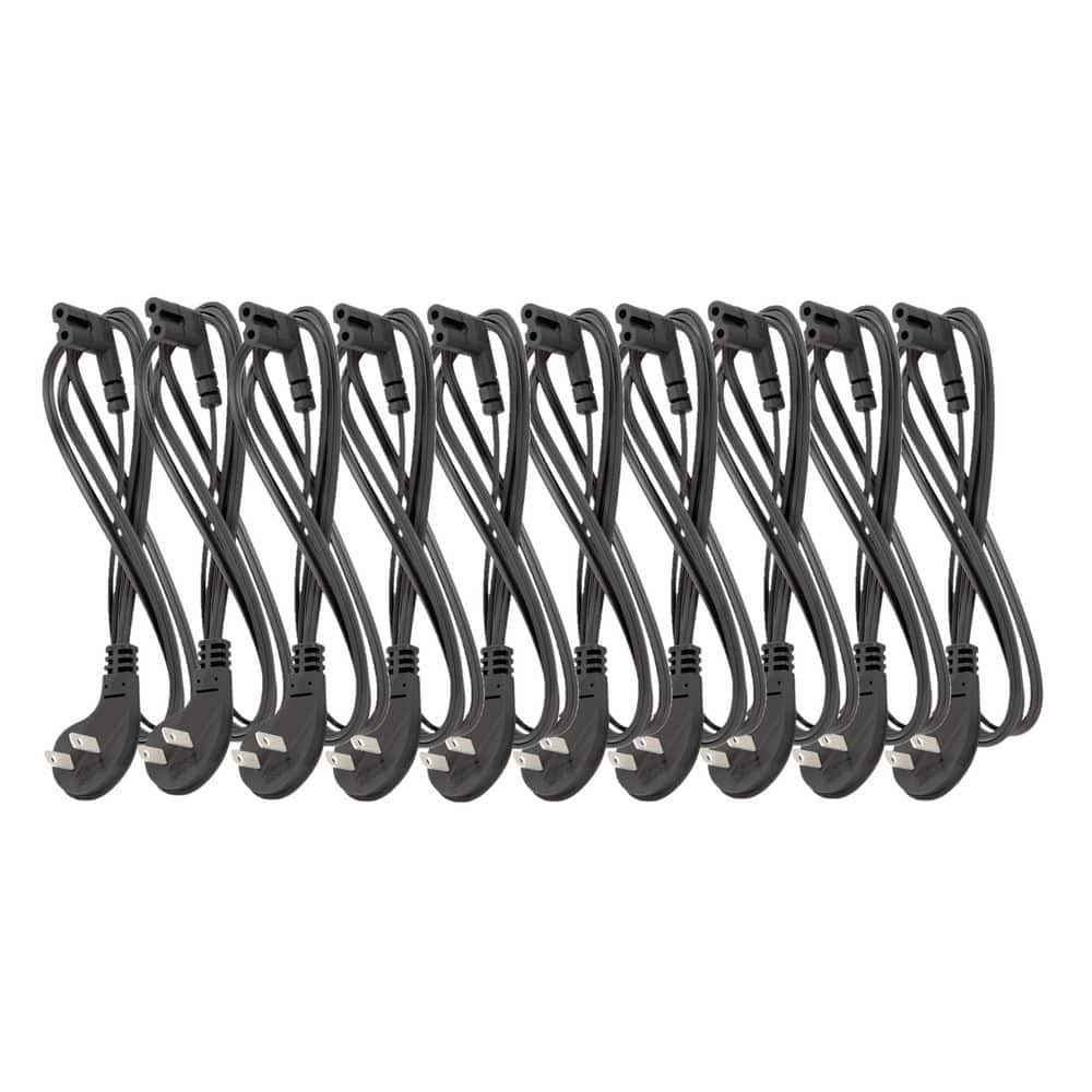 Micro Connectors, Inc 15 ft. Ultra Low Profile 18AWG / 2-Conductors Indoor Right Angled Power Cord Black (10-Pack) (1)