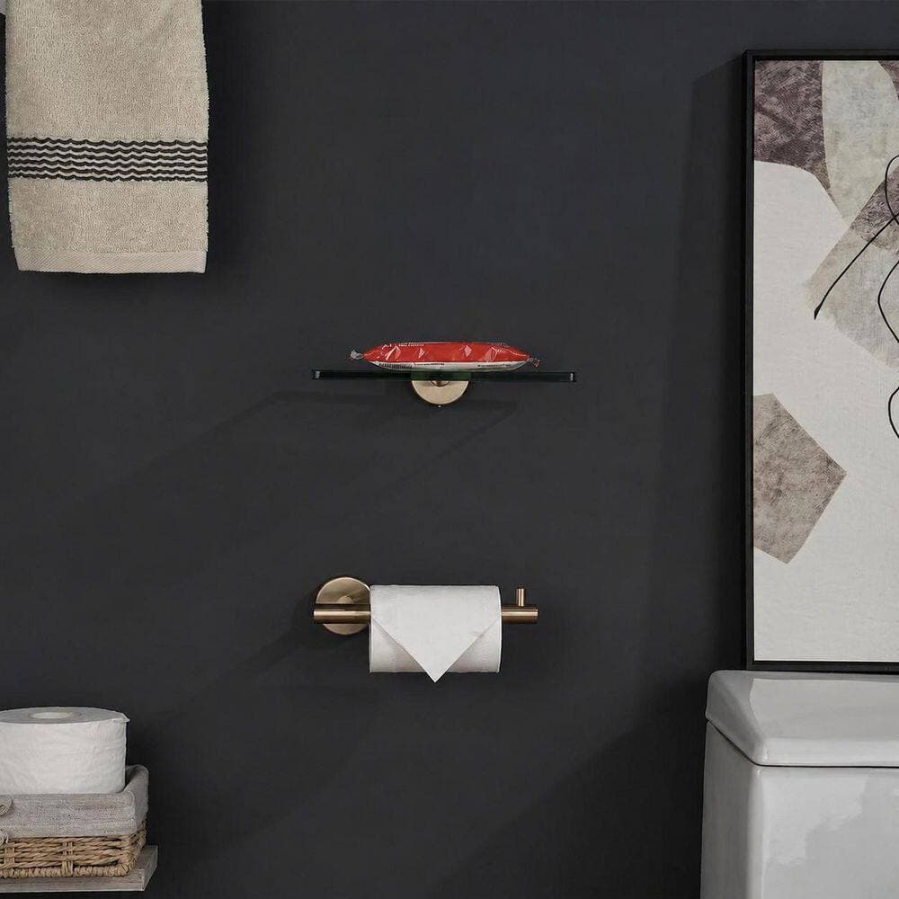 KHKFY 5-Piece Bathroom Hardware Set Champagne Bronze with 24 Inch Towel Bar, Towel Ring and Paper Holder (3)