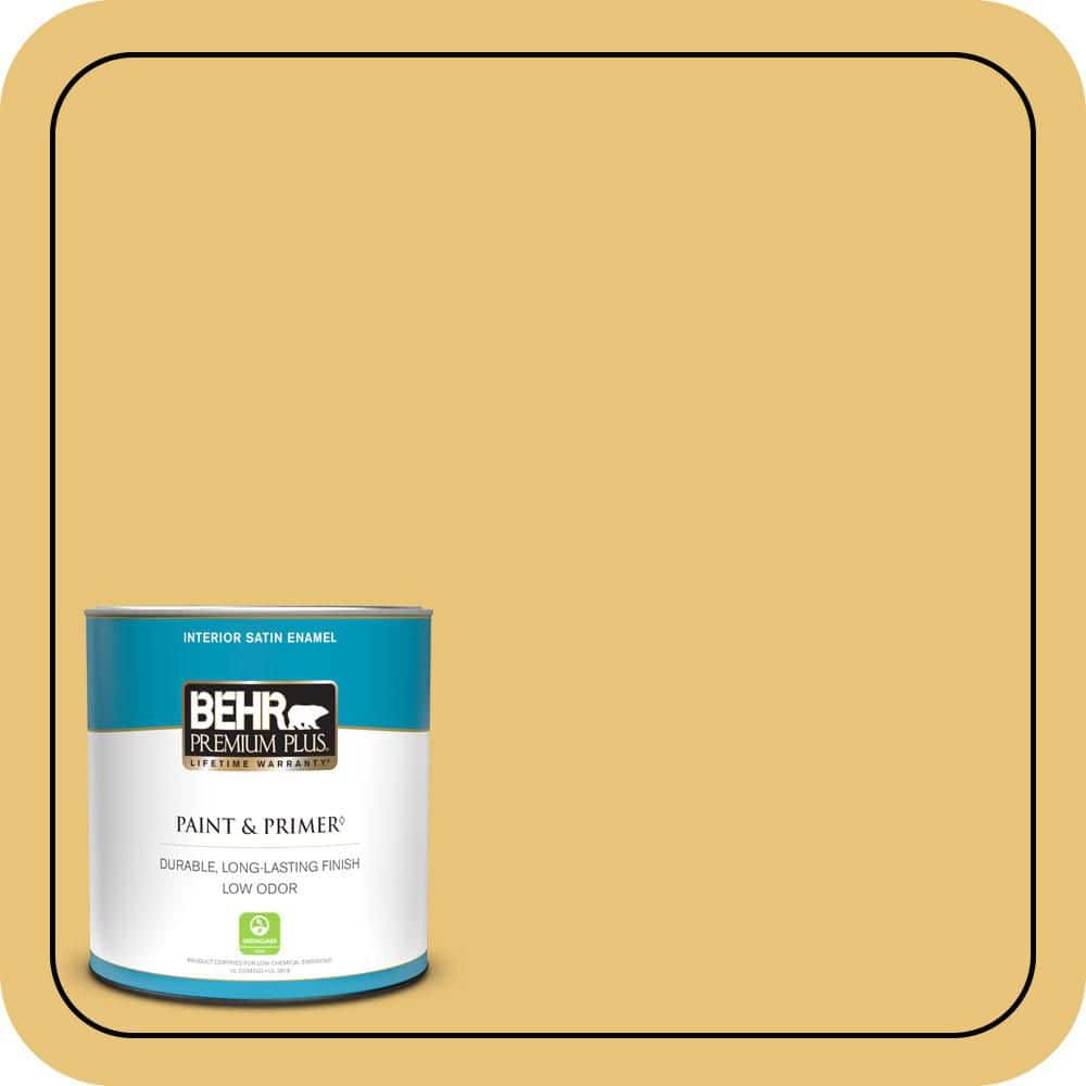 BEHR PREMIUM PLUS 1 qt. #MQ4-13A Celebration Satin Enamel Low Odor Interior Paint & Primer