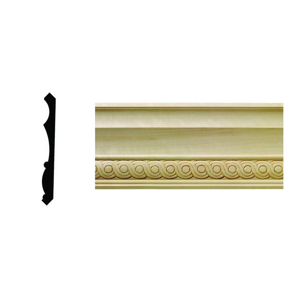 Ornamental Mouldings 1/2 in. x 5-1/4 in. x 96 in. Hardwood White Unfinished Rondele Crown Moulding (1)