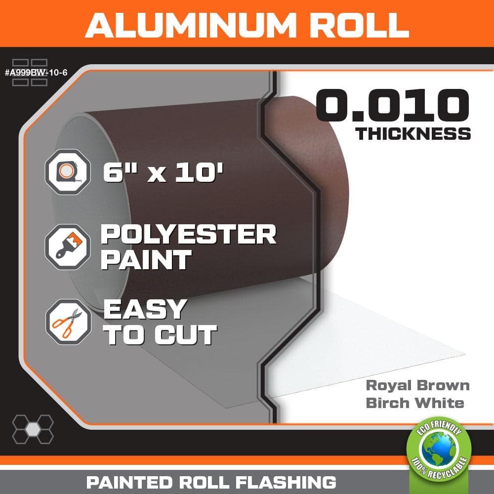 Gibraltar Building Products 6 in. x 10 ft. Brown/White Aluminum Roll Valley Flashing (2)