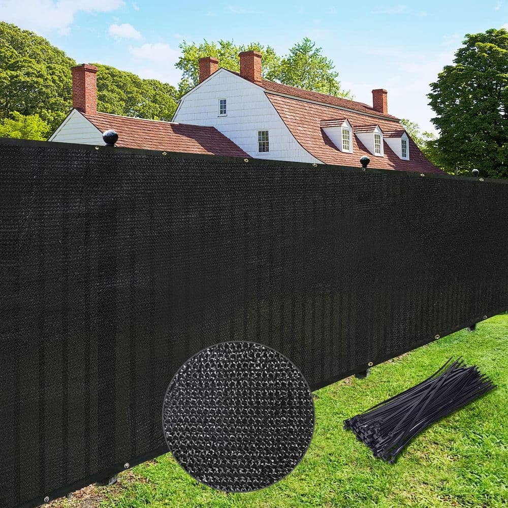 NVNOO 6 ft. x 50 ft. Composite Garden Fence Shade Cover with Brass Grommets Perfect for Outdoor Back Yard, Black (1-Pack) (3)