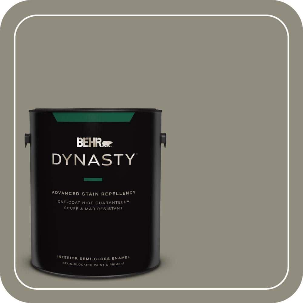 BEHR DYNASTY 1 gal. #MQ6-25 Pavement Gray One-Coat Hide Semi-Gloss Enamel Interior Stain-Blocking Paint & Primer