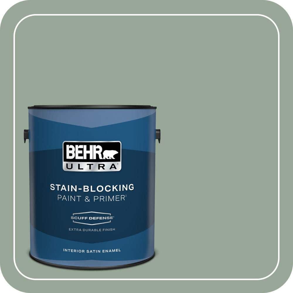 BEHR ULTRA 1 gal. #MQ6-17 Green Trellis Extra Durable Satin Enamel Interior Paint & Primer